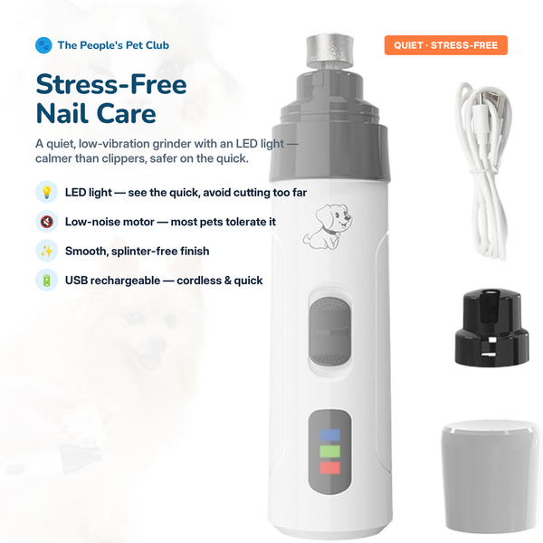 Electric Pet Nail Grinder - Quiet LED File for Dogs & Cats