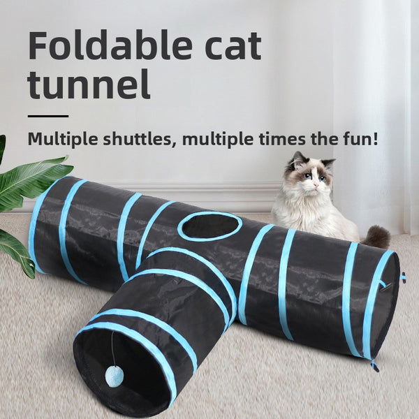 Collapsible Cat Tunnel Toy | Crinkle Play Tunnel with Peek-a-Boo Hole
