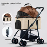 Foldable Pet Stroller | 3-Wheel with Detachable Carrier