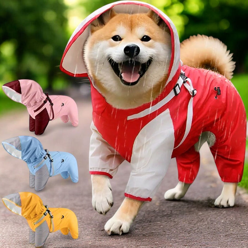 Dog Four-Leg Raincoat | Waterproof Full-Body Rain Jacket for Dogs