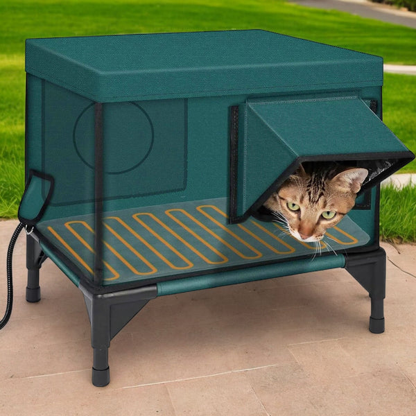 Outdoor Heated Cat Bed | Waterproof Insulated Shelter
