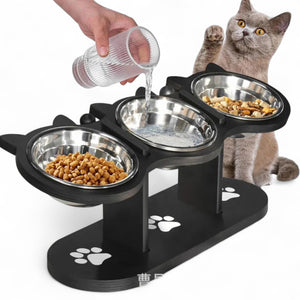 Comedero de madera ajustable para mascotas | Soporte elevado simple, doble y triple