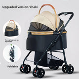 Foldable Pet Stroller | 3-Wheel with Detachable Carrier