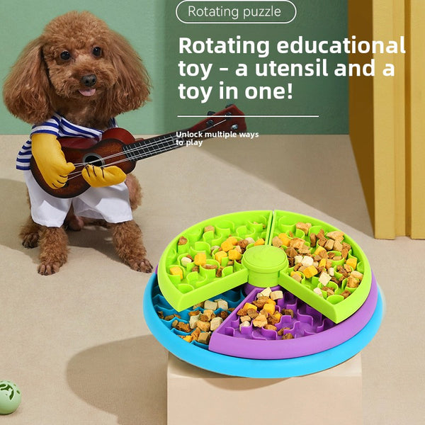 Slow Feeder Pet Bowl | Tri-Colour Puzzle Dish for Dogs & Cats