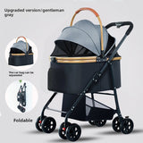 Foldable Pet Stroller | 3-Wheel with Detachable Carrier