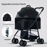 Foldable Pet Stroller | 3-Wheel with Detachable Carrier