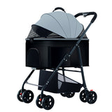 Foldable Pet Stroller | 3-Wheel with Detachable Carrier
