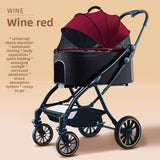 Foldable Pet Stroller | 3-Wheel with Detachable Carrier