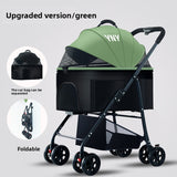 Foldable Pet Stroller | 3-Wheel with Detachable Carrier
