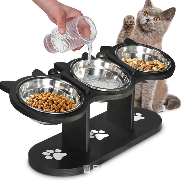Elevated Pet Bowl Feeding Station | Wooden Single to Triple