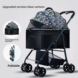 Foldable Pet Stroller | 3-Wheel with Detachable Carrier
