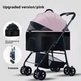 Foldable Pet Stroller | 3-Wheel with Detachable Carrier