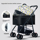 Foldable Pet Stroller | 3-Wheel with Detachable Carrier