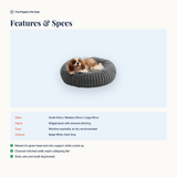 Round Plush Cat Bed - features