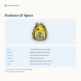 Space Capsule Pet Carrier Bag - features and specs